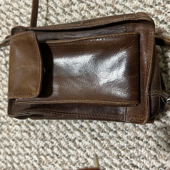 Adrian Klis crossbody wallet EUC Brown Leather Wallet with multiple billfolds - Picture 2 of 16